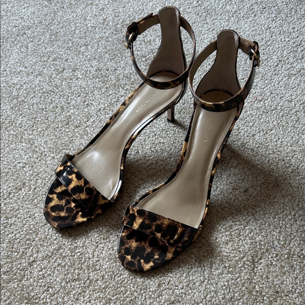 Ann Taylor Leopard Print Heels with Ankle Strap